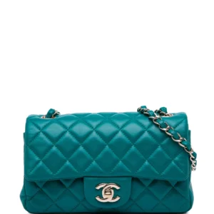 CHANEL Borsa a tracolla rettangolare Classic Single Flap mini in pelle di agnello 2017-2018