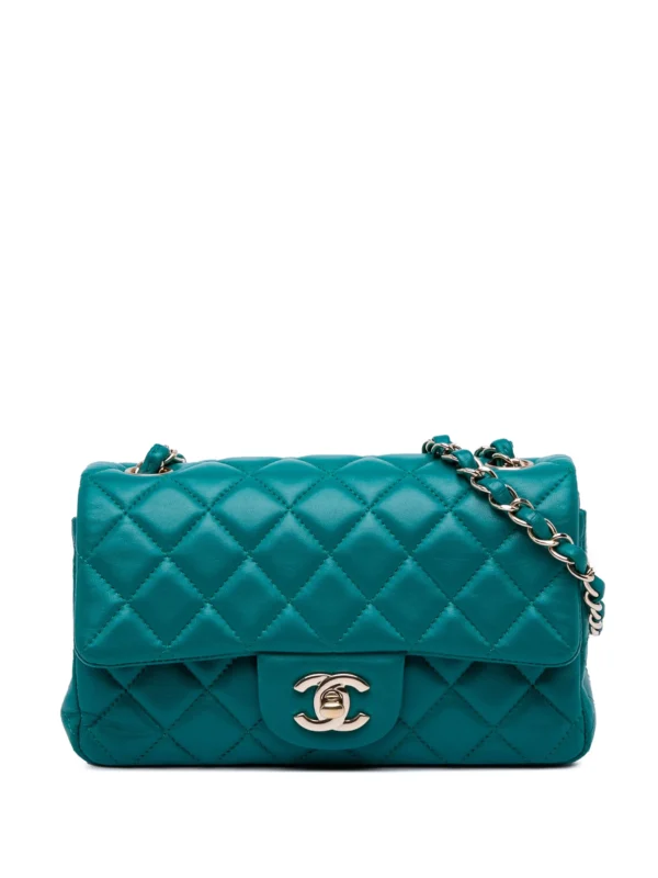 CHANEL Borsa a tracolla rettangolare Classic Single Flap mini in pelle di agnello 2017-2018