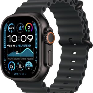 Apple Watch Ultra 2 [GPS + Cellular, 49mm] Black Titanium Case with Black Ocean Band, One Size