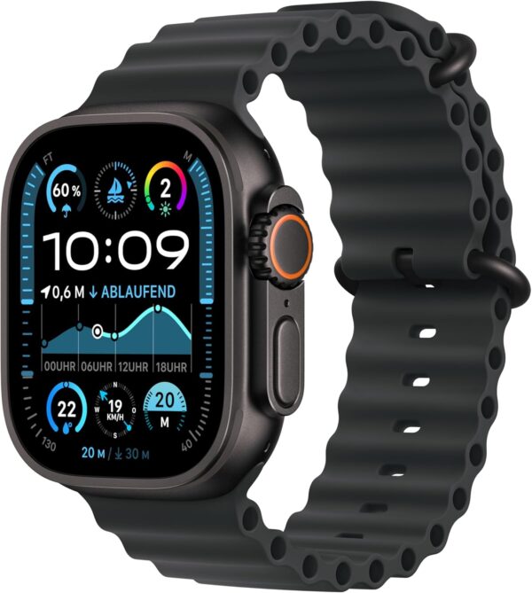 Apple Watch Ultra 2 [GPS + Cellular, 49mm] Black Titanium Case with Black Ocean Band, One Size