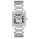 GOOD PRICE : Cartier Tank Francaise Midsize Diamond Steel Ladies Watch W4TA0009