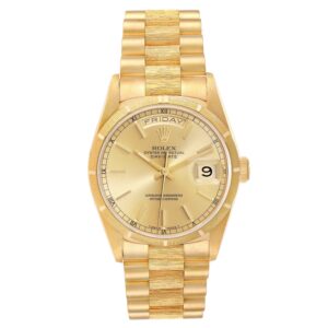 CRAZY PRICE : Rolex Day-Date President Yellow Gold Bark Finish Mens Watch 18248